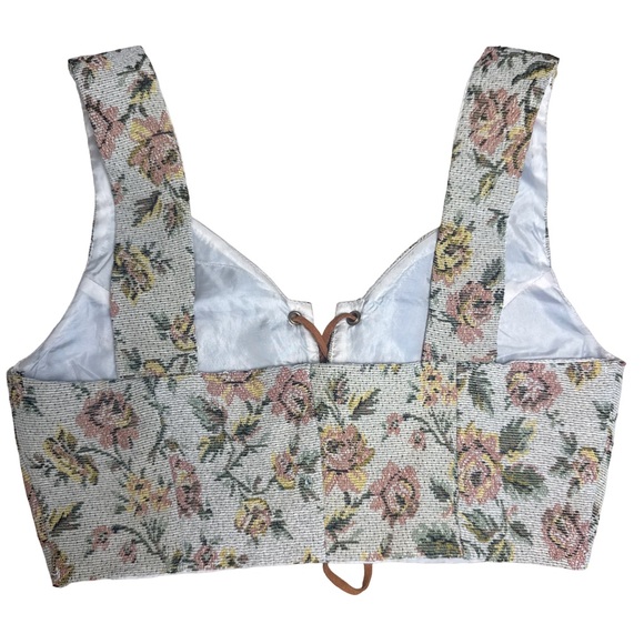 Cider Floral Lace Up Corset Crop Top Bralette Cottagecore Size S - Picture 3 of 6
